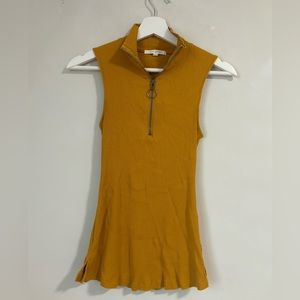 Pure + Good Yellow half zip tank
